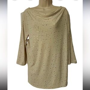 Susan Graver Beige Tunic with Gold Dots